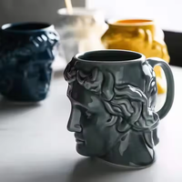 Tasse à café en céramique créative en forme de tête de David 3D, avec logo personnalisé, idéale pour cadeau, maison ou café (vente en gros)