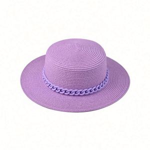 Outdoor Sun <b>Hat</b> Colorful Chain Large Brim <b>Flat</b> Cap Casual Fashion Hundred Straw <b>Hat</b> - Product Image 3