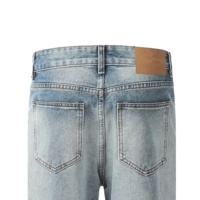 Pantalon cargo évasé bleu clair personnalisé taille haute pour hommes, jean imprimé décontracté printemps automne avec style lavé vieilli