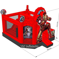 Structure gonflable commerciale super-héros avec toboggan et accessoires pour enfants