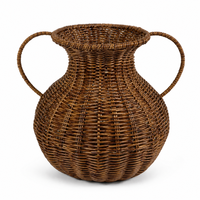 Panier Amphore en Rotin Tressé à la Main, Panier Vase à Poignée en C, Organisateur de Rangement pour Couvertures et Jouets, Vente en Gros OEM, Panier de Rangement Tressé