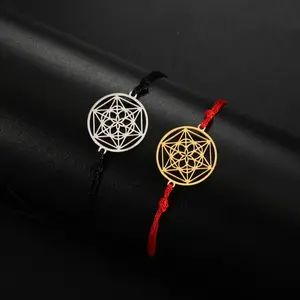 NUORO MinimalistสแตนเลสLucky Amulet Hexagramดาวชาวยิวของสร้อยข้อมือเดวิดสองชั้นเชือกสร้อยข้อมือปรับ