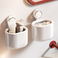 Ventouse support mural boîte de rangement en plastique salle de bain organisateur à un niveau garde-robe Compatible rasoir/soins de la peau/fournitures ménagères