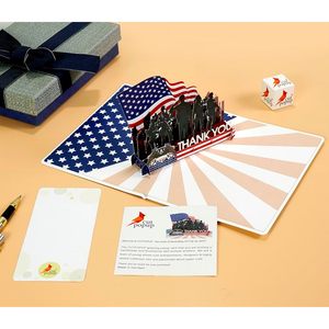 Tarjeta de Agradecimiento Patriótica Pop-Up con Laminación Brillante de 4 Colores, Diseño 3D de Soldados Militares y Bandera Americana para el Día de los Veteranos y el Día de los Caídos - Product Image 4