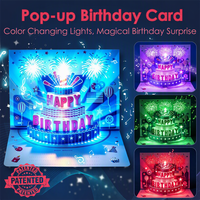 Carte d'anniversaire 3D pop-up musicale avec bougie soufflante et lumière LED pour solution de marquage de luxe Geburtstage