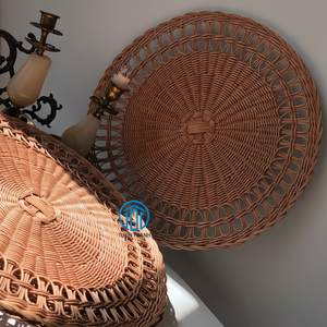 Manteles individuales de bambú redondos rústicos directos de fábrica, decoración de mesa de comedor Bohemia, cargador de cisne de ratán tejido para eventos de fiesta de boda - Product Image 1