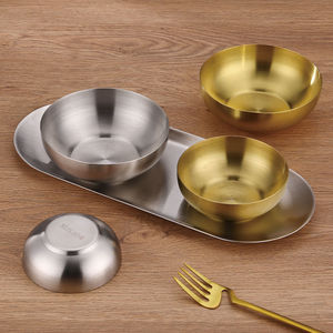 Stainless Steel Bowls 304 Golden Silver For Rice Kimchi Dipping <b>Sauces</b> Home Use Dishwasher Safe - Product Image 1