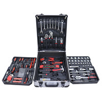 Juego de Herramientas para Reparación de Automóviles de 187 Piezas, Estuche con Ruedas de Aluminio, Juego de Llaves de Tubo de Cromo Vanadio y Destornilladores