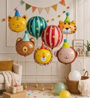 Ballons en aluminium 4D animaux de cirque, décorations de fond de dessin animé pour intérieur et extérieur, idéales pour thème zoo, anniversaire d'enfants, fête prénatale