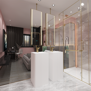 Espejo LED de acero inoxidable para maquillaje, accesorio moderno para salón de belleza montado en el techo con marco de 2 caras - Product Image 2