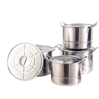 Ensemble de casseroles en acier inoxydable 410 avec marmite à double couche, plateau vapeur, seau à soupe - Équipement de cuisine au design moderne
