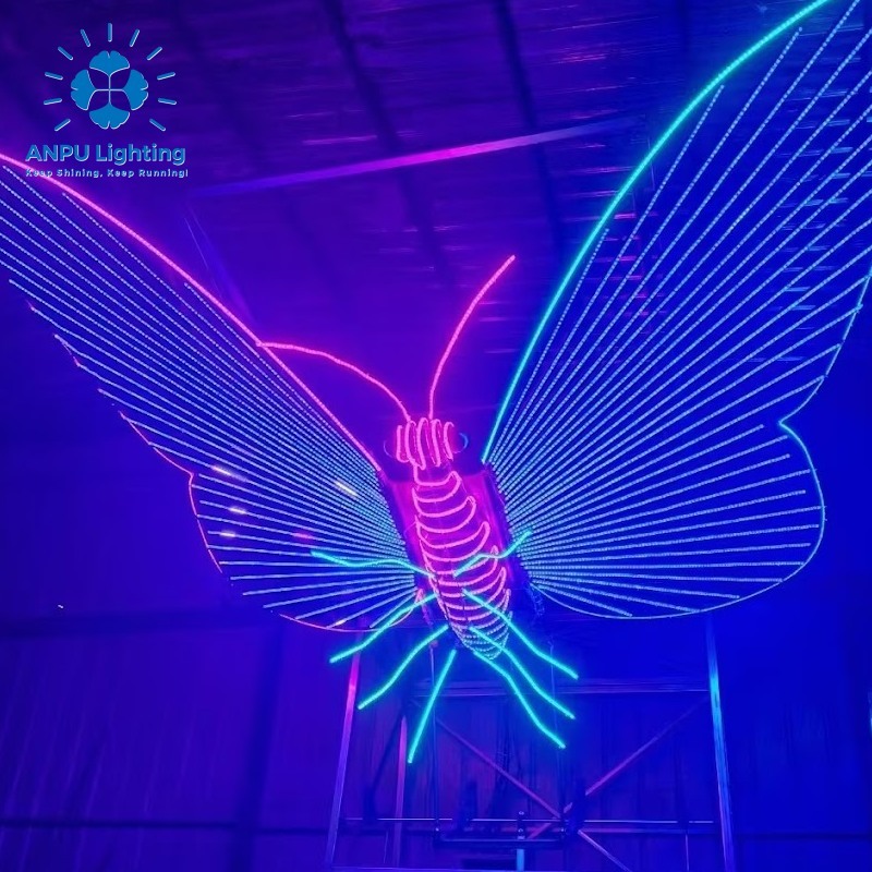 Anpu Lighting Giant Dynamic RGB LED Butterfly Motif Light Color-Changing Outdoor Waterproof Landscape Halloween New Year's Day