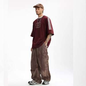 Camiseta de algodón pesado <span class=keywords><strong>con</strong></span> serigrafía bordada de manga corta y transferencias DTG Deportes e impresiones escolares Cuello de pintura - Product Image 4