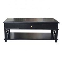 HL543 Hampton Vintage Farmhouse Rustique X-Brace Mobilier de salon français Table à café et à thé en bois massif de chêne