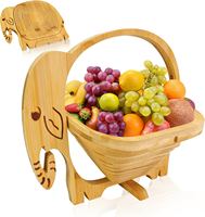 Panier à fruits en bambou en forme d'éléphant, support pliable pour le rangement des légumes pour la cuisine et les fêtes