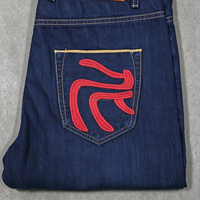 Jeans en denim de haute qualité pour hommes, brodés, coupe droite, élastiques, vente en gros
