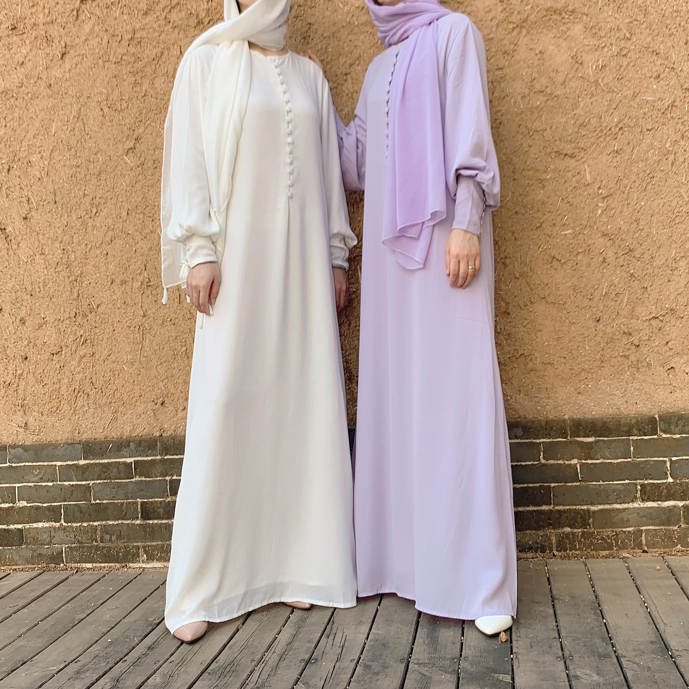 Wholesale High Quality Elegant Muslim Women Long Abaya with buttons Chiffon Dress Islamic Clothing