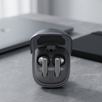 Écouteurs sans fil gris intra-auriculaires Bluetooth avec étui de chargement pour ordinateur et téléphone portable