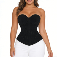 Corset bustier en velours sans bretelles, à lacets, avec soutien-gorge intégré, pour le maintien de la taille et la compression abdominale, grande taille
