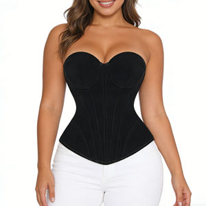 Corset <span class=keywords><strong>bustier</strong></span> en velours sans bretelles, à lacets, avec soutien-gorge intégré, <span class=keywords><strong>pour</strong></span> le maintien de la taille et la compression abdominale, grande taille - Product Image 1