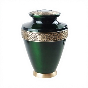 Urna Olympia grande de latón verde esmeralda y oro para cenizas de perros adultos o mascotas Urna conmemorativa Cremains con bolsa de terciopelo gratis - Product Image 1