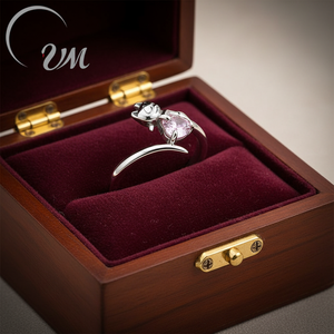 UM JEWELRY Dernière mode vintage pour femmes, argent sterling 925 plaqué or rose, zircon de luxe taille coussin serti à griffes - Product Image 5