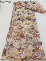 Tissu de dentelle de broderie à paillettes, tissu de mariage à paillettes ornées de dentelle en maille imprimée