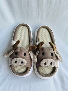 H013 Ciabatte Marroni con Stampa Animalier da Donna 36-41, Suola in EVA Ammortizzata, Mules per Tutte le Stagioni, Punta Chiusa, Tessuto Jacquard, Fodera in Cotone - Product Image 1