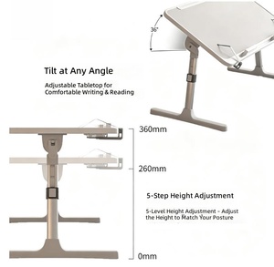 Höhenverstellbarer Klappbarer Laptop-Bett-Schreibtisch Neigbarer Bett-Tablett-Tisch mit Schublade Buchständer USB-Ventilator Lampe zum Lesen und Arbeiten - Product Image 2