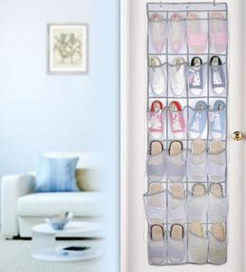 24 Pocket Nylon Mesh Fabric Over the Door Hanging <b>Shoe</b> Organizer <b>Holder</b> Storage for <b>Shoes</b> Cleaning Supplies - Product Image 3