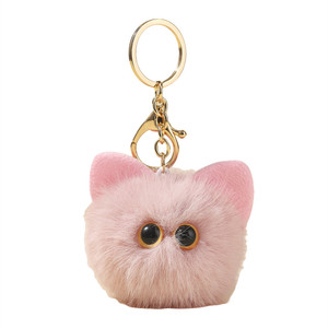 Lindo Llavero de Gato de Peluche, Colgante de Pompón de Piel Sintética de Visón, Adorno para Bolso de Mujer, Estilo de Dibujos Animados, Accesorios Suaves para Llaves, Regalo - Product Image 5
