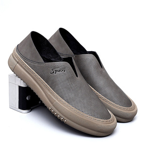 Mocasines de Cuero Genuino Hechos a Mano para Hombre, Diseño Simple y Deportivo, Cómodos, con Aumento de Altura, Zapatos para Caminar Sin Cordones, Color Negro y Caqui, Varias Tallas - Product Image 2