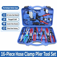 Kit de 16 pinces à collier de serrage pour réparation automobile, outil de sertissage en acier au carbone pour l'installation et le retrait de colliers de serrage