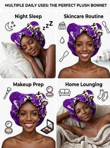<span class=keywords><strong>Bonnet</strong></span> de nuit en peluche 35 cm avec oreilles, doublure en satin léopard, protection pour cheveux bouclés, double usage cyclisme et <span class=keywords><strong>ski</strong></span>, du fabricant d'origine - Product Image 6