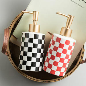 Ceramic Soap Dispenser Light Luxury Pop Checkerboard Ceramic Hand Sanitizer <b>Shower</b> Hotel Dispenser Bottle Household - Product Image 4