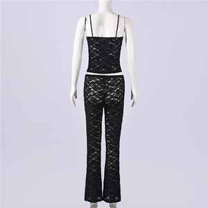 Conjuntos de 2 piezas sexys para mujer, chalecos sin mangas transparentes y pantalones calados - Product Image 5