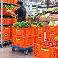 Caisse de rangement pliable en plastique pour fruits, boîte de transport pour pain, caisses pliantes empilables pour déménagement, caisses agricoles en plastique pliables