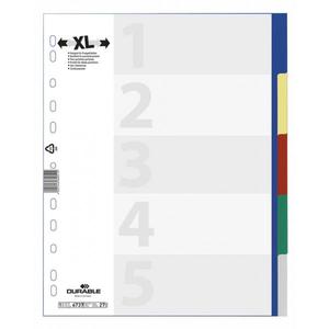 DURABLE - 6737-27 <b>Divider</b> <b>A4</b>+ 5 key with colored pegs and index in PPL, multicolored (multi-pack) - Product Image 2