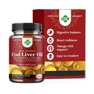 Private Label Support Heart & Brain Health Softgel Supplement With EPA & DHA Organic Halal Cod Liver Oil Capsules Bulk
