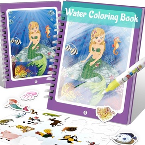 Livre <span class=keywords><strong>de</strong></span> <span class=keywords><strong>coloriage</strong></span> aquatique réutilisable <span class=keywords><strong>Sirène</strong></span> pour tout-petits <span class=keywords><strong>de</strong></span> 1 à 3 ans avec plus <span class=keywords><strong>de</strong></span> 18 autocollants et stylo sans bavure – Kits éducatifs et cadeaux - Product Image 1