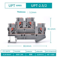 UPT-2.5/2  Bloque de terminales de 2.5mm² para cable conector de riel DIN
