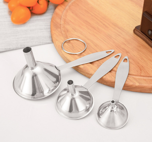Stainless Steel 3-in-1 Metal Kitchen Oil Funnels with Handle for Filling Bottles and Transferring Essential Oils OEM Brand - Product Image 3