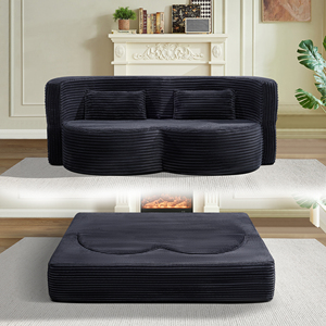 Folding Sofa <b>Bed</b> Set <b>Convertible</b> Corduroy Fabric Sofa Modern Design for Apartment Villa & Hotel Use - Product Image 3
