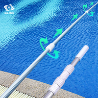 Perche télescopique de nettoyage de piscine Water Crown de haute qualité, écologique, en acier inoxydable avec filet à feuilles en ABS et poignée en plastique durable