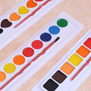 Set di 10 Colori di Acquerelli Solidi per Bambini, Set di Pigmenti per Pittura in Forme a Cuore, Rotonde e Quadrate - Product Image 5