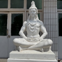 Statue de Shiva en marbre blanc naturel sculptée à la main, classique, religieuse, pour l'extérieur, pour la méditation, fabrication artisanale