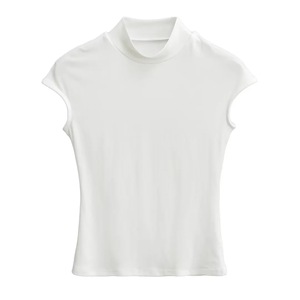 Liu Ming New Arrival 2024 Spring Summer <strong>Women</strong> <strong>s</strong> Sleeveless Turtleneck Stretch Slim Fit Short Sleeve Causal Basics <strong>T</strong> <strong>Shirts</strong> - Product Image 5