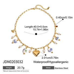 18K PVD placcatura oro in acciaio inox guscio <span class=keywords><strong>cuore</strong></span> in ceramica corallo stella marina conchiglia di mare pesce perla conchiglia <span class=keywords><strong>collana</strong></span> <span class=keywords><strong>oceano</strong></span> - Product Image 6