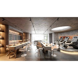 Custom Spa Beauty Salon Furniture Design Simple Grey Style with LED Lighting for Nail Salon Interior commercial store decoration - Product Image 1