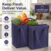 Sac de courses matelassé bleu marine de haute qualité avec logo personnalisé, fermeture éclair, écologique, robuste, le plus vendu en gros